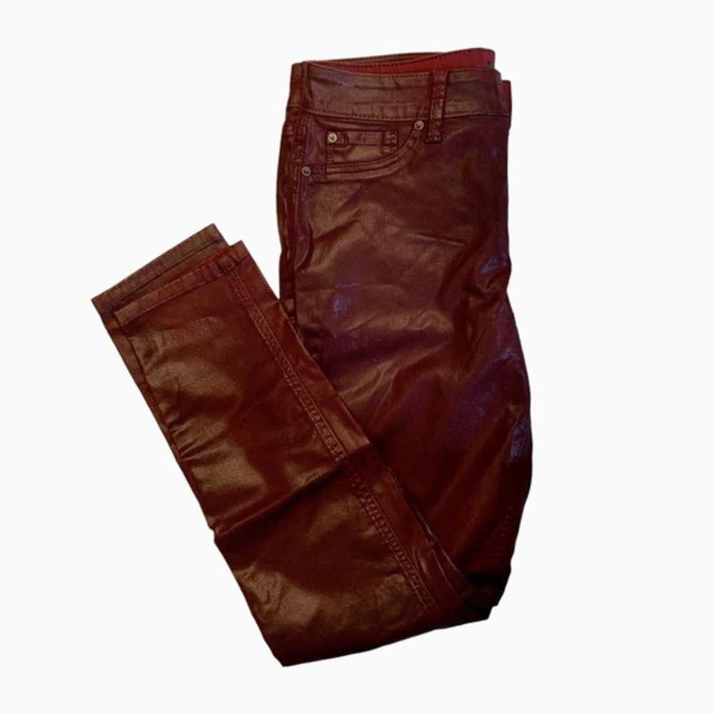 Level 99 Gloss Vegan Leather Jeans Janice MidRise Ultra Skinny Womens 8